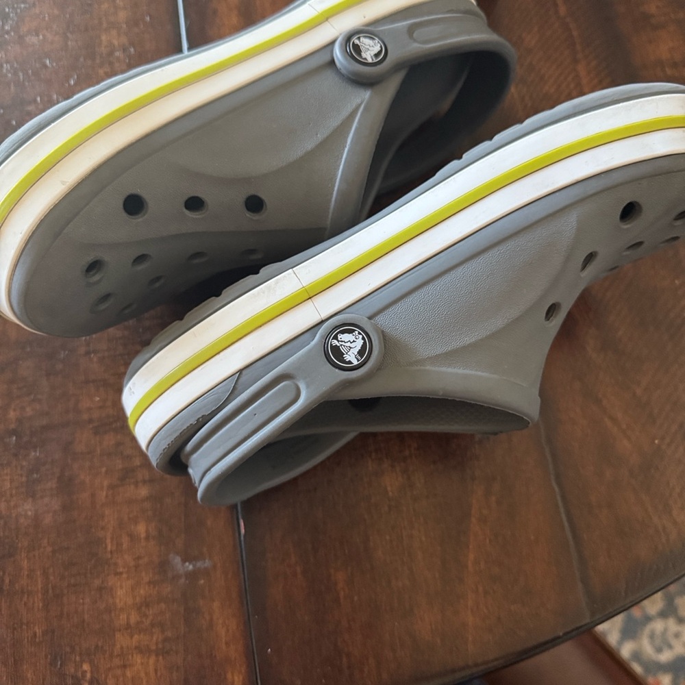 CROCS Gray and Lime Sandals - Picture 9 of 10